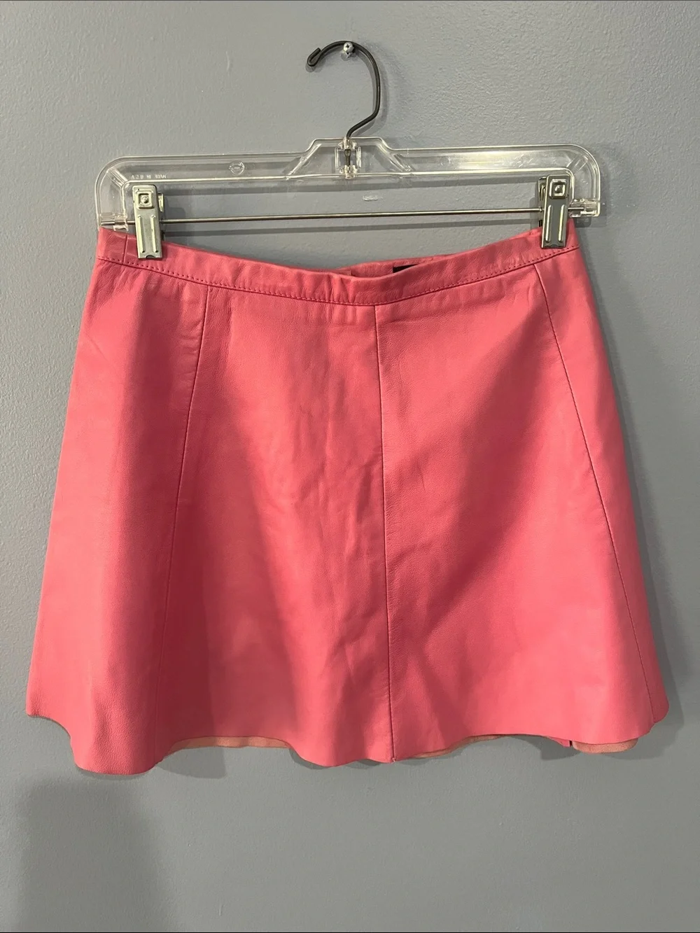 Aqua Bright Pink Mini Skirt — A-Line Lamb Leather
